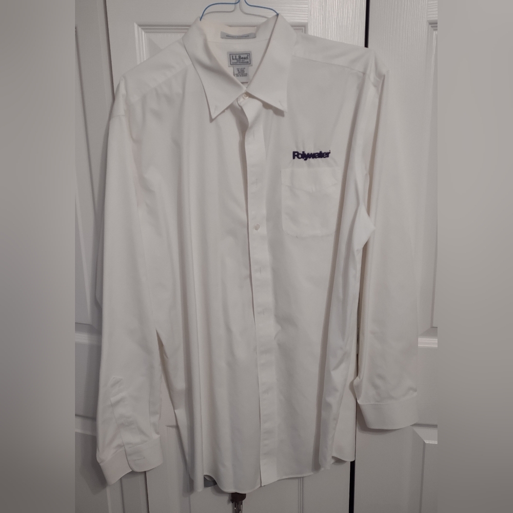 LL Bean Men's Button Front Long Sleeve White Shirt #247257 XL - Tall